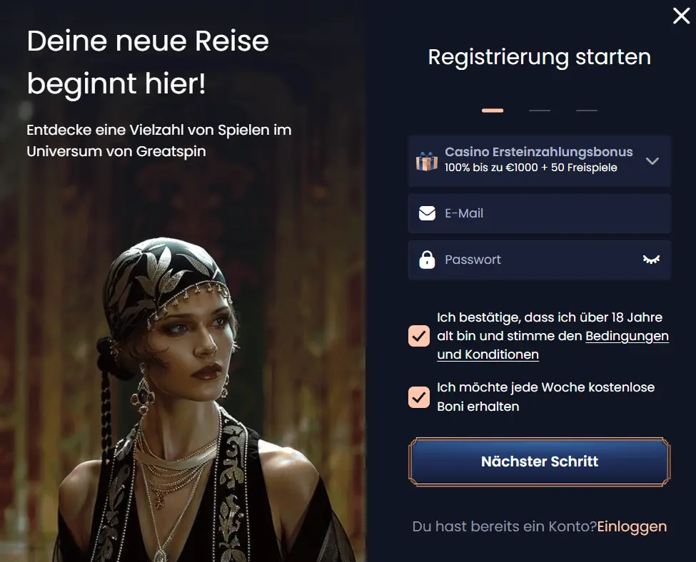 Registrierung Starten