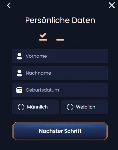 Personliche Daten - GreatSpin Casino login