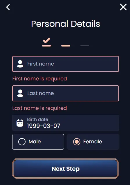 Registration - Personal details
